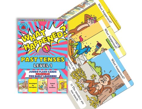 30 answer ‘What happened?’questions, Past Tenses Level 1 Grammar Cards for Kids