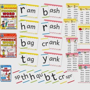 Phonics words families, 68 word families, 50 consonant sounds – Flashcards