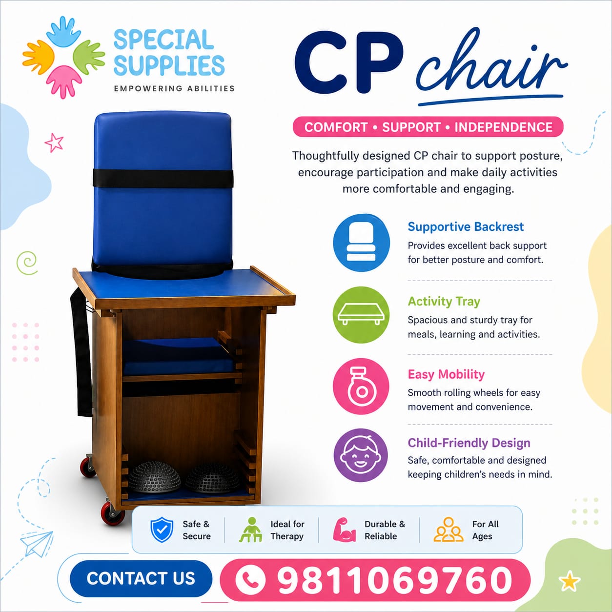 CP Chair (Therapy Chair with Tray & Wheels)